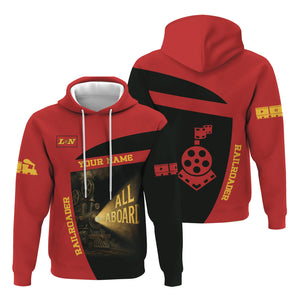 Railspirit Personalized Louisville and Nashville Railroad Hoodie All Aboard Steam Train Movie Projector Style L&N Zip Up Hoodie