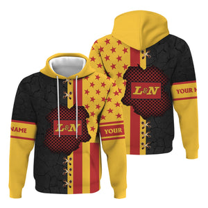 Railspirit Personalized Louisville and Nashville Railroad Hoodie American Flag with Crack Effect L&N Train Zip Up Hoodie