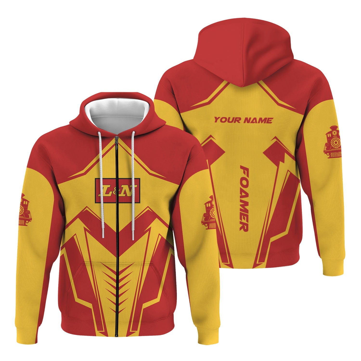 Railspirit Personalized Louisville and Nashville Railroad Hoodie Railway Trainspotter Style L&N Zip Up Hoodie Gift Idea For Foamers