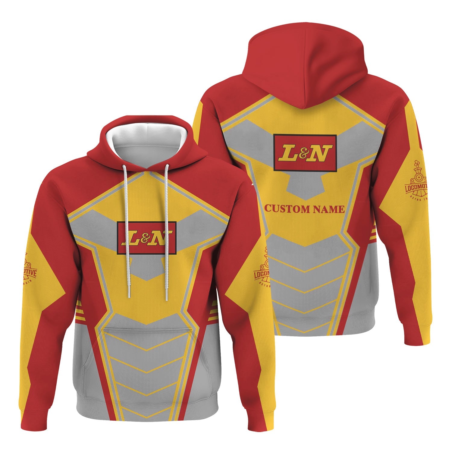 Railspirit Personalized Louisville and Nashville Railroad Hoodie Engine-Inspired Style L&N Train Zip Up Hoodie for Railroad Fanatic