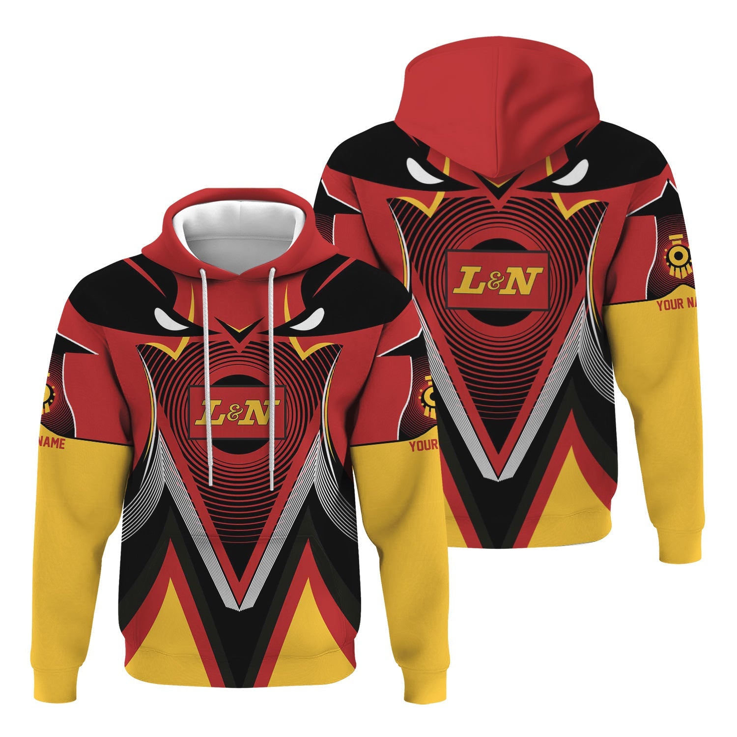 Railspirit Personalized Louisville and Nashville Railroad Hoodie Vibrant Graphic Pattern L&N Zip Up Hoodie For Train Enthusiasts