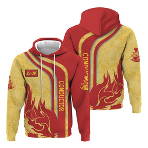 Railspirit Personalized Louisville and Nashville Railroad Hoodie Flame Design with Custom Job Position L&N Train Zip Up Hoodie