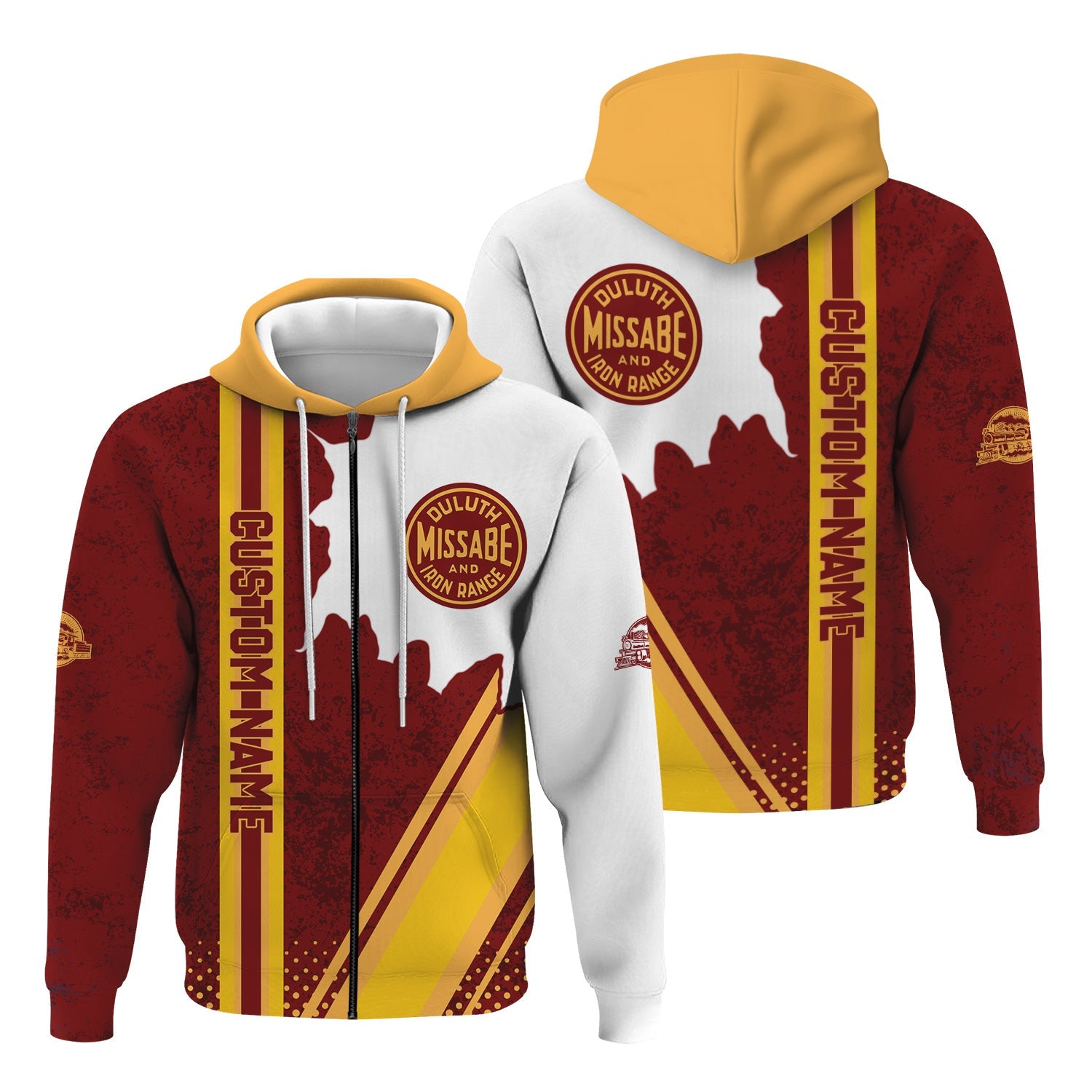 Railspirit Personalized Duluth, Missabe, & Iron Range Railroad Hoodie All Over Printed Unisex Zip Up Hoodie
