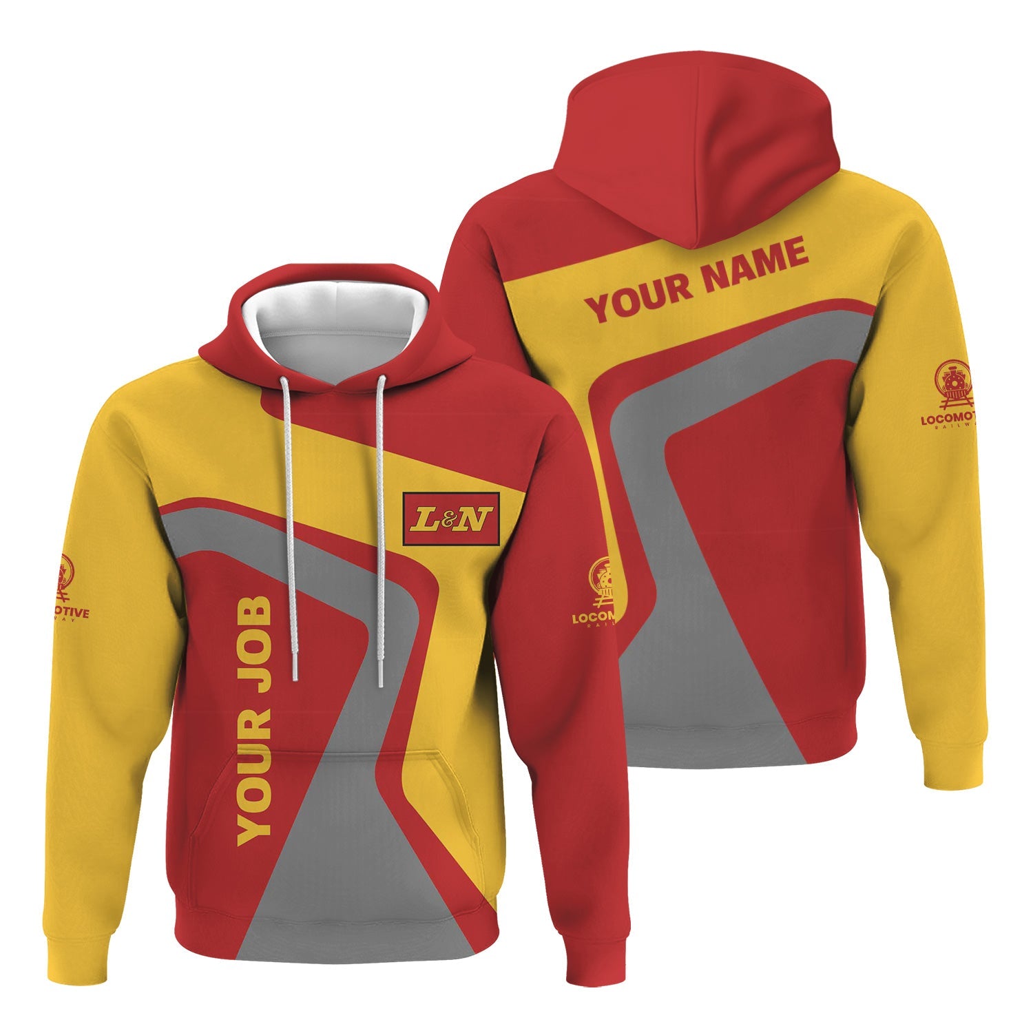 Railspirit Personalized Louisville and Nashville Railroad Hoodie Unique Design with Custom Job Position L&N Train Zip Up Hoodie