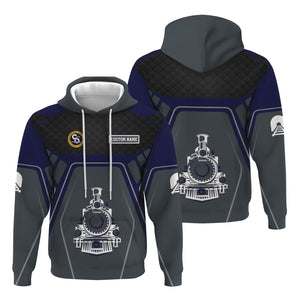 Railspirit Personalized Chesapeake and Ohio Railway Hoodie Steam Locomotive Engine Graphic C&O Train Zip Up Hoodie All Over Print