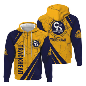 Railspirit Personalized Chesapeake and Ohio Railway Hoodie Crackle Texture Style C&O Train Zip Up Hoodie For Trackhead