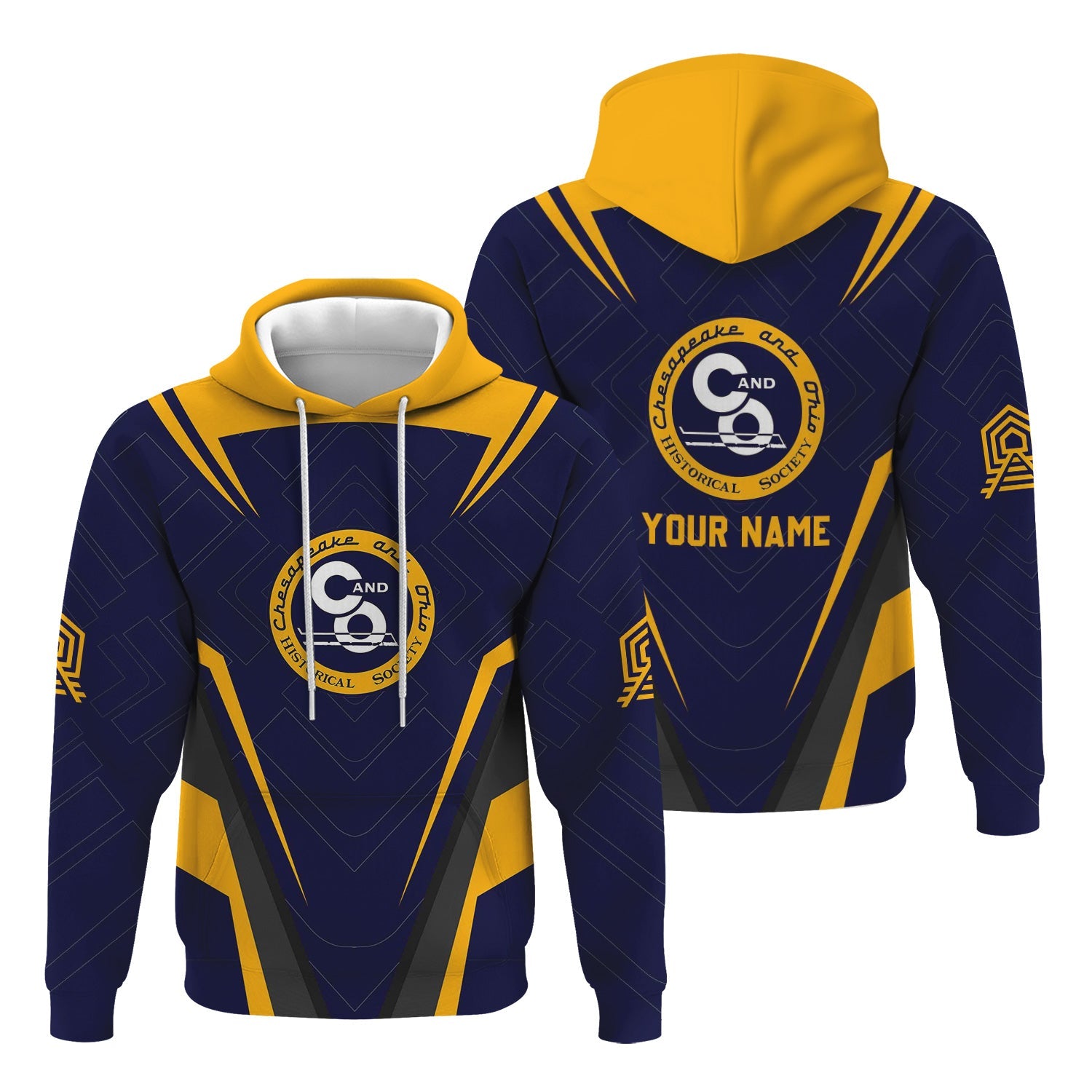 Railspirit Personalized Chesapeake and Ohio Railway Hoodie Railway Inspired Apparel C&O Train Zip Up Hoodie For Train Lovers