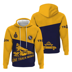 Railspirit Custom Name Chesapeake and Ohio Railway Hoodie One Track Mind C&O Printed Zip Hoodie