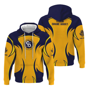 Railspirit Personalized Chesapeake and Ohio Railway Hoodie Distinctive Flame Style C&O Zip Up Hoodie For Steam Engine Addict