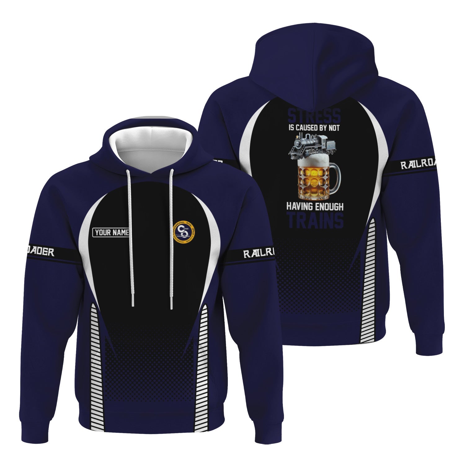 Railspirit Personalized Chesapeake and Ohio Railway Hoodie Stress Is Caused By Not Having Enough Trains C&O  Zip Up Hoodie