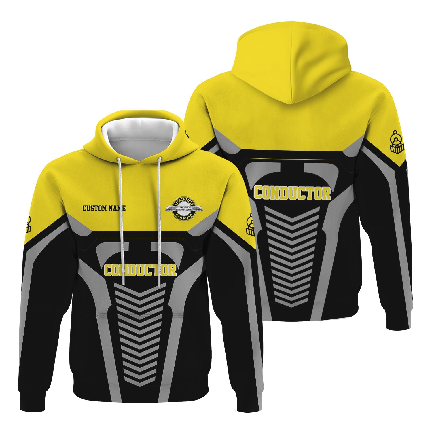 Railspirit Personalized Clinchfield Railroad Hoodie Track-Inspired with Custom Job Position Train Zip Up Hoodie
