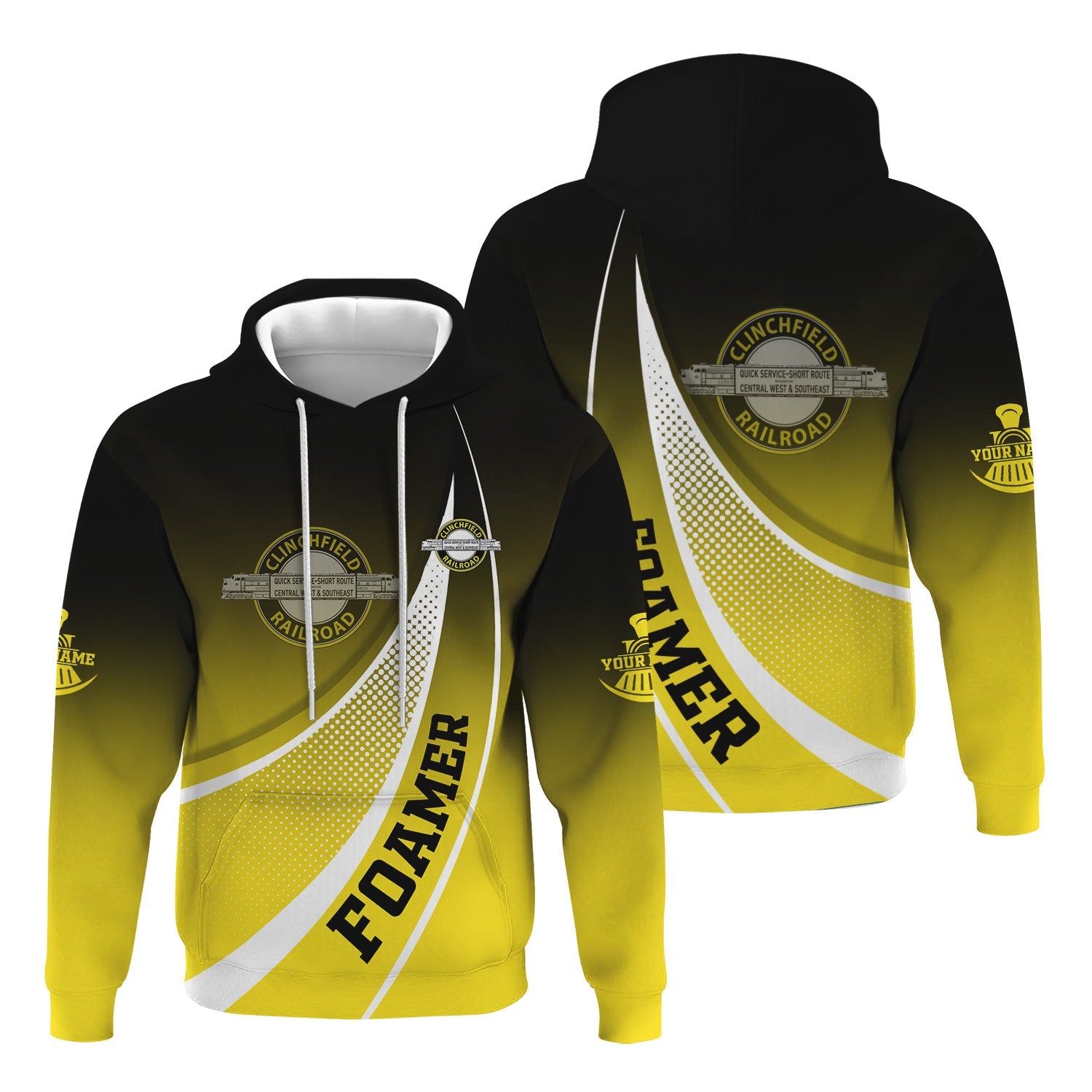 Railspirit Personalized Clinchfield Railroad Hoodie Railway-Themed Style Zip Up Hoodie Gift Idea For Trainspotter