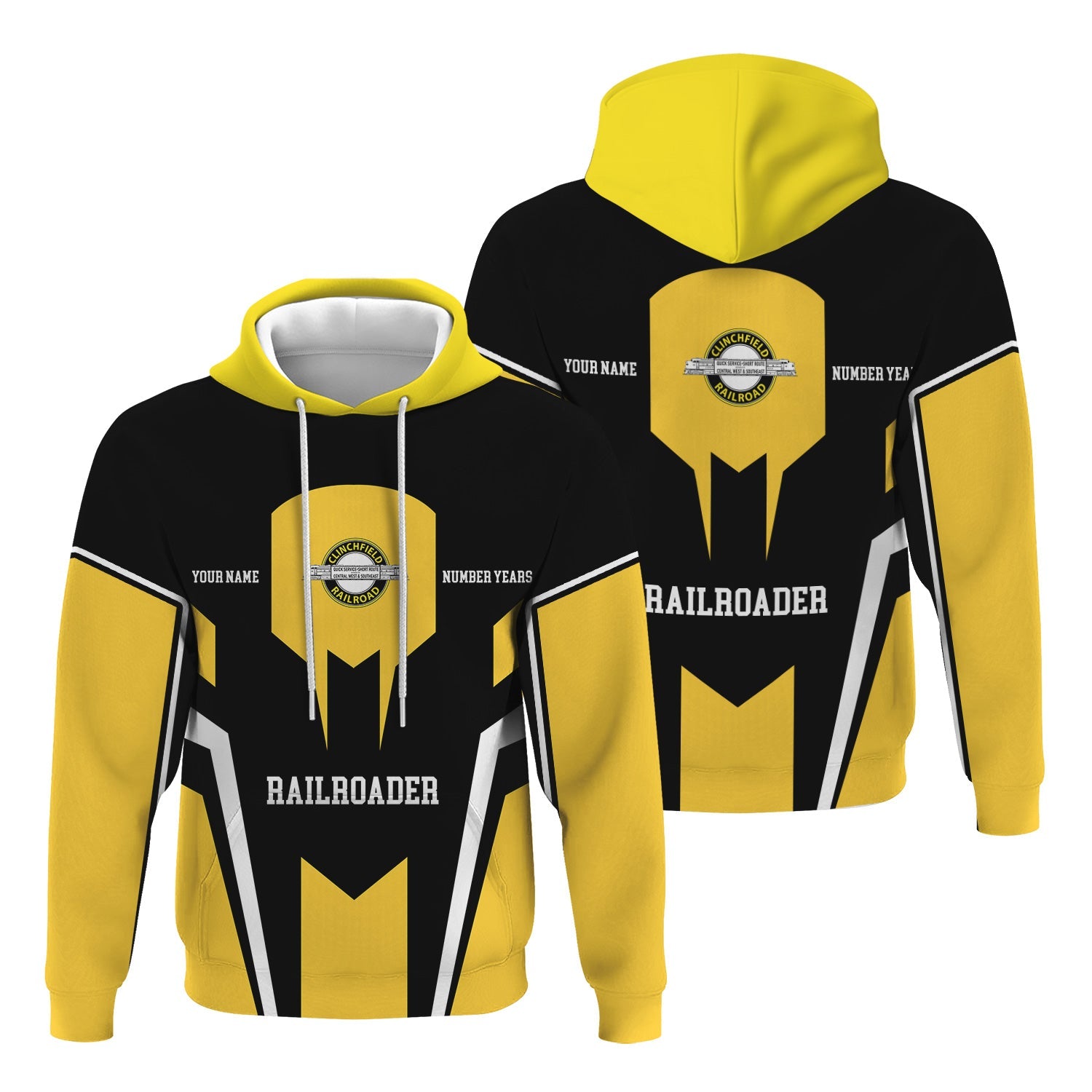 Railspirit Personalized Clinchfield Railroad Hoodie Custom Year Railroader Zip Up Hoodie Gift Idea For Train Lover