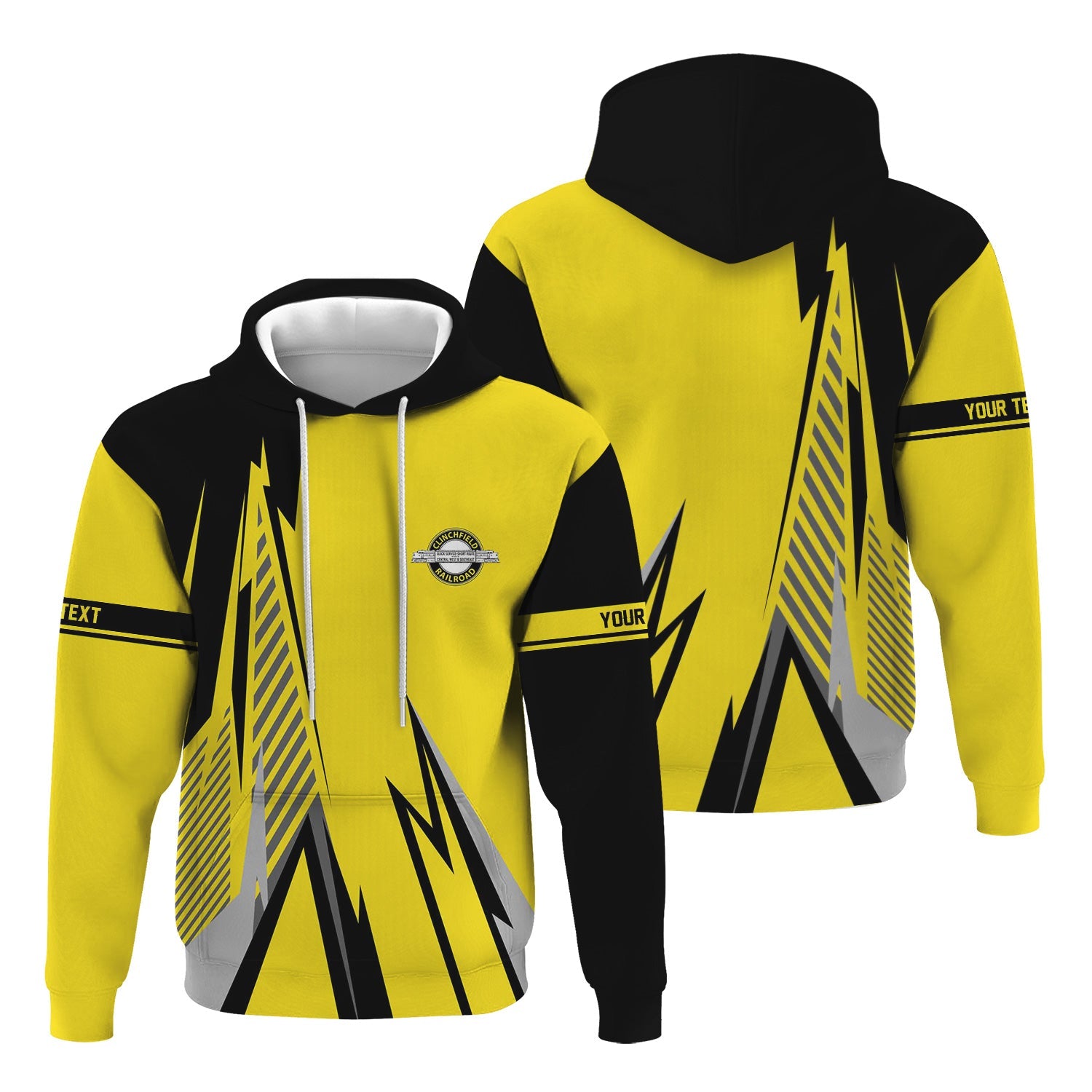 Railspirit Personalized Clinchfield Railroad Hoodie Lightning-Inspired Railway Style Zip Up Hoodie For Train Lovers