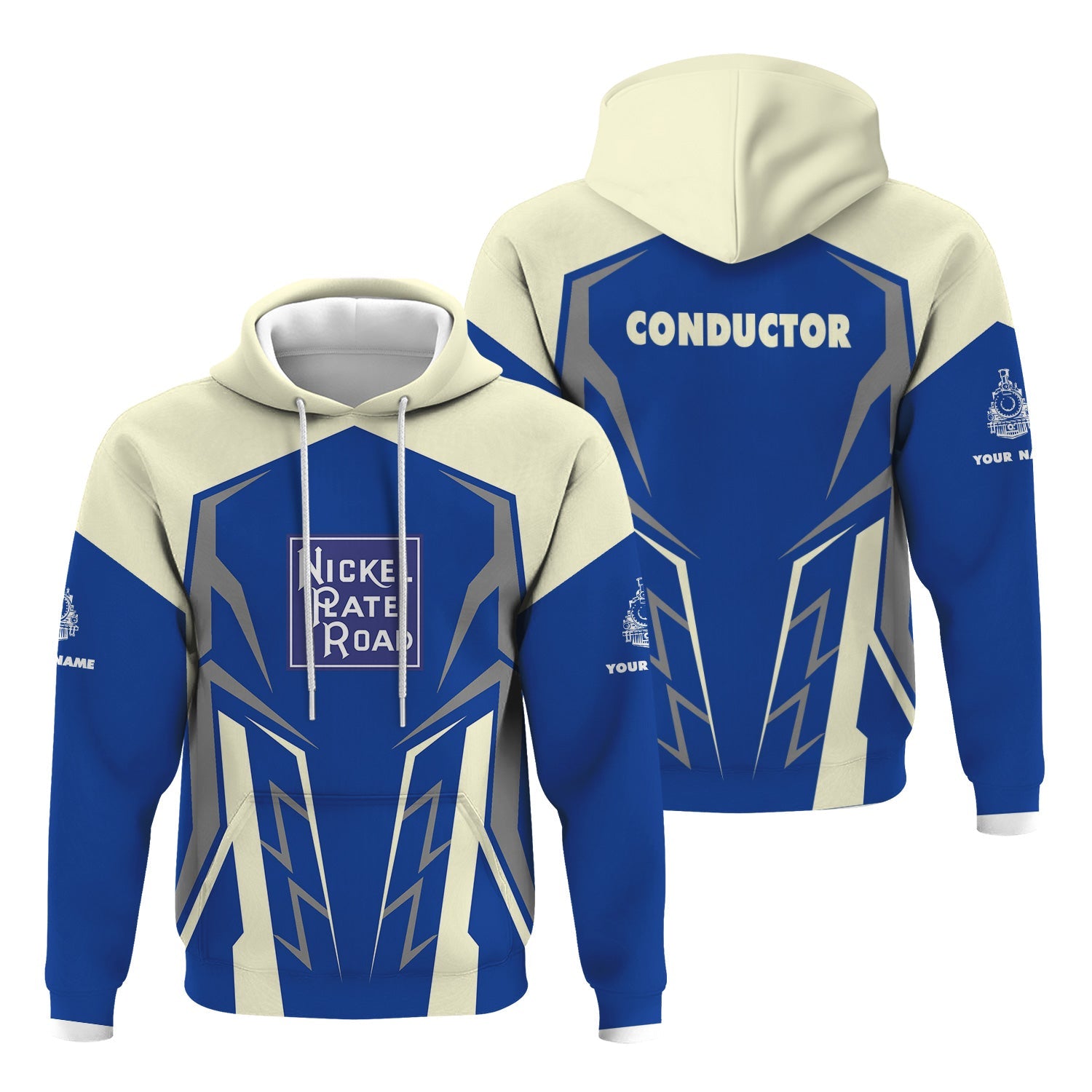 Railspirit Personalized New York, Chicago and St. Louis Railroad Hoodie Futuristic Design with Custom Job Nickel Plate Road Train Zip Up Hoodie