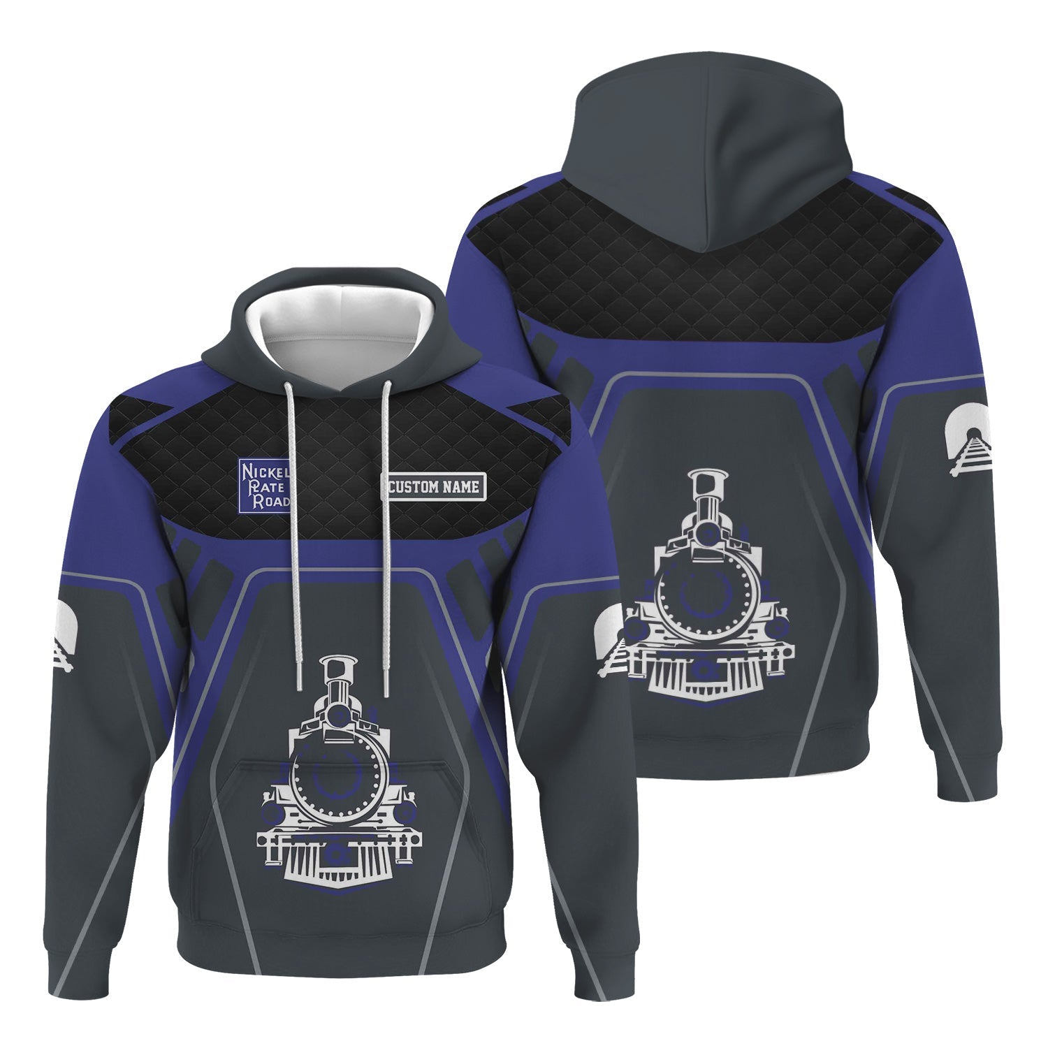 Railspirit Personalized New York, Chicago and St. Louis Railroad Hoodie Steam Locomotive Engine Graphic Nickel Plate Road Train Zip Up Hoodie