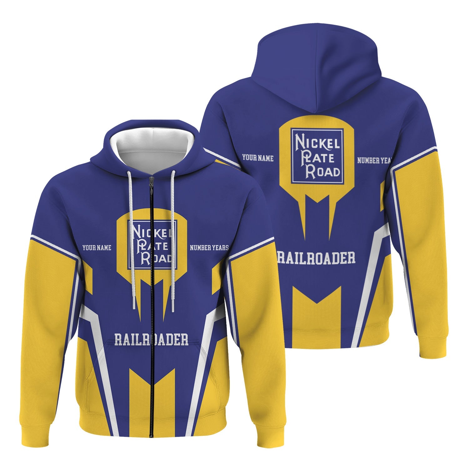Railspirit Personalized New York, Chicago and St. Louis Railroad Hoodie Custom Year Railroader Nickel Plate Road Zip Up Hoodie