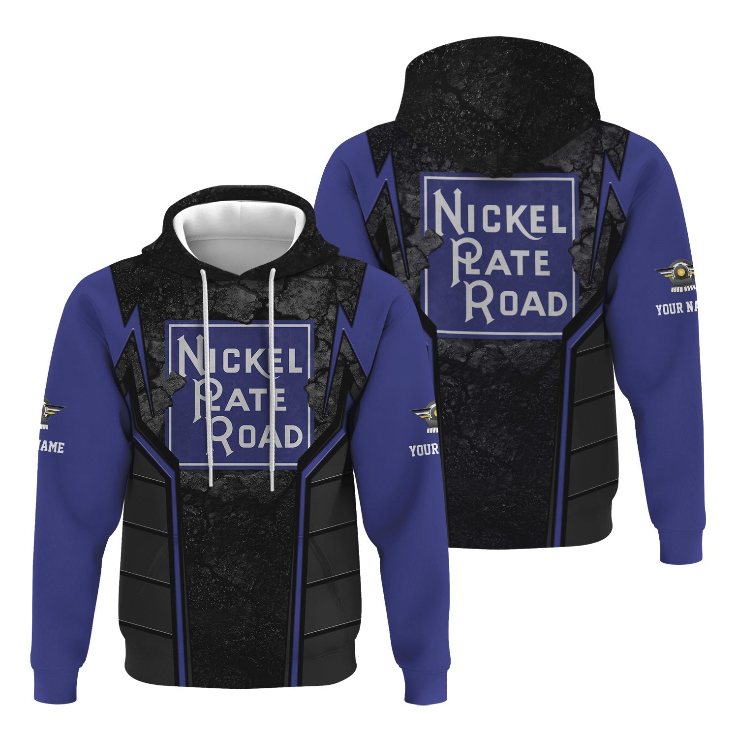 Railspirit Personalized New York, Chicago and St. Louis Railroad Hoodie Cracked Metal Design Nickel Plate Road Train Zip Up Hoodie