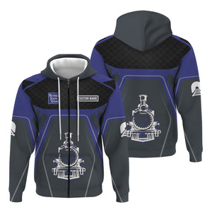 Railspirit Personalized New York, Chicago and St. Louis Railroad Hoodie Steam Locomotive Engine Graphic Nickel Plate Road Train Zip Up Hoodie