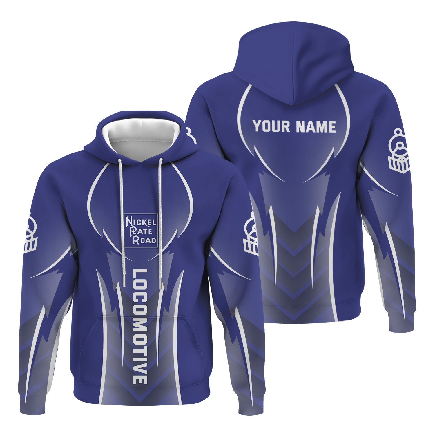Railspirit Personalized New York, Chicago and St. Louis Railroad Hoodie Striking Line Nickel Plate Road Train Zip Up Hoodie For Locomotive Lovers