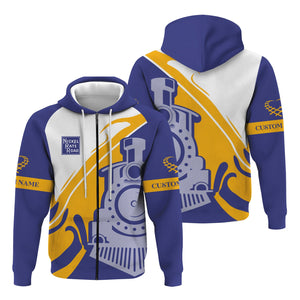 Railspirit Personalized New York, Chicago and St. Louis Railroad Hoodie Flame-Inspired Style Nickel Plate Road Zip Up Hoodie Gift For Train Lovers