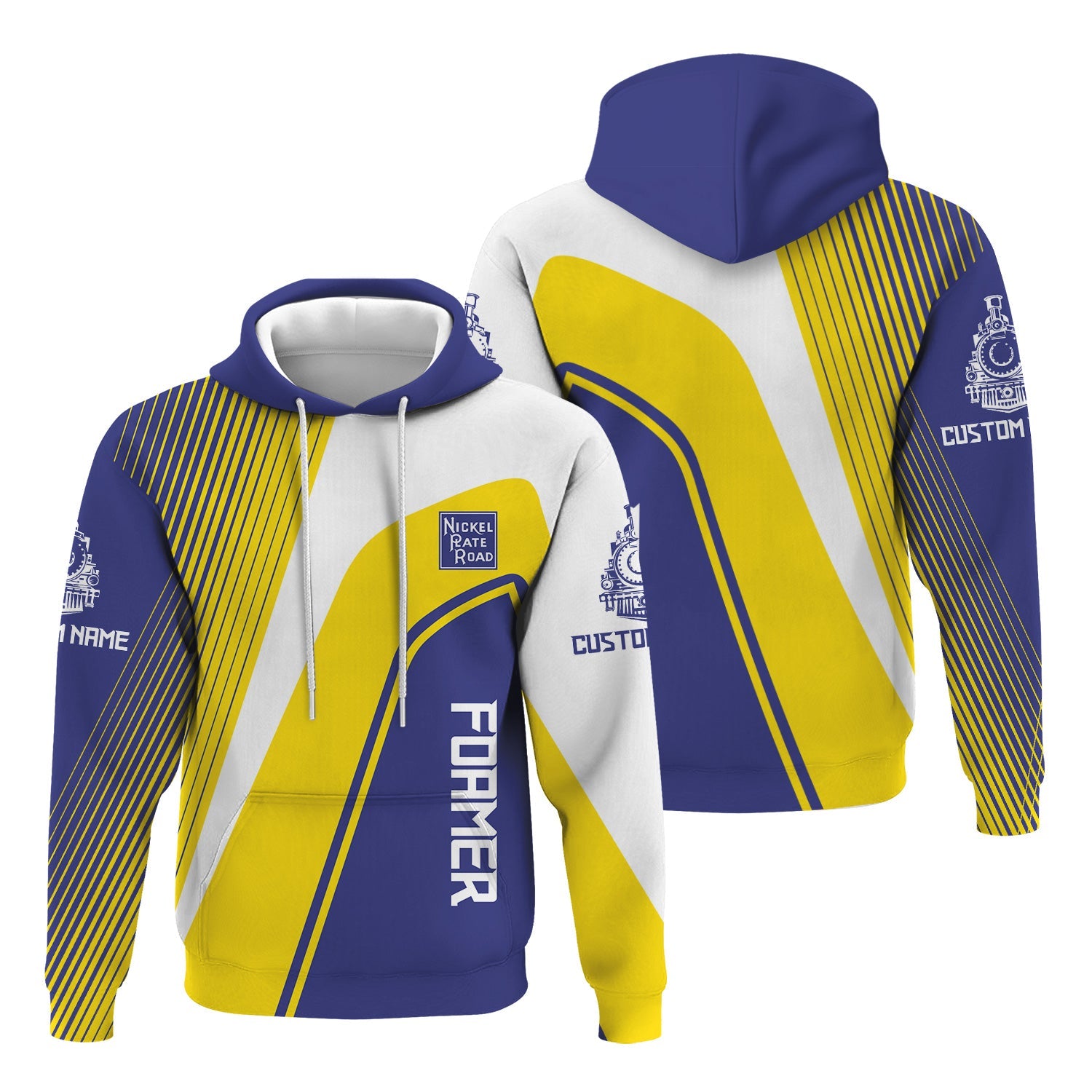 Railspirit Personalized New York, Chicago and St. Louis Railroad Hoodie Vibrant Striking Style Nickel Plate Road Zip Up Hoodie For Rail Enthusiasts