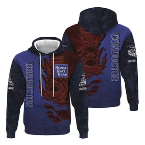 Railspirit Personalized New York, Chicago and St. Louis Railroad Hoodie Blazing Style with Custom Position Nickel Plate Road Train Zip Up Hoodie