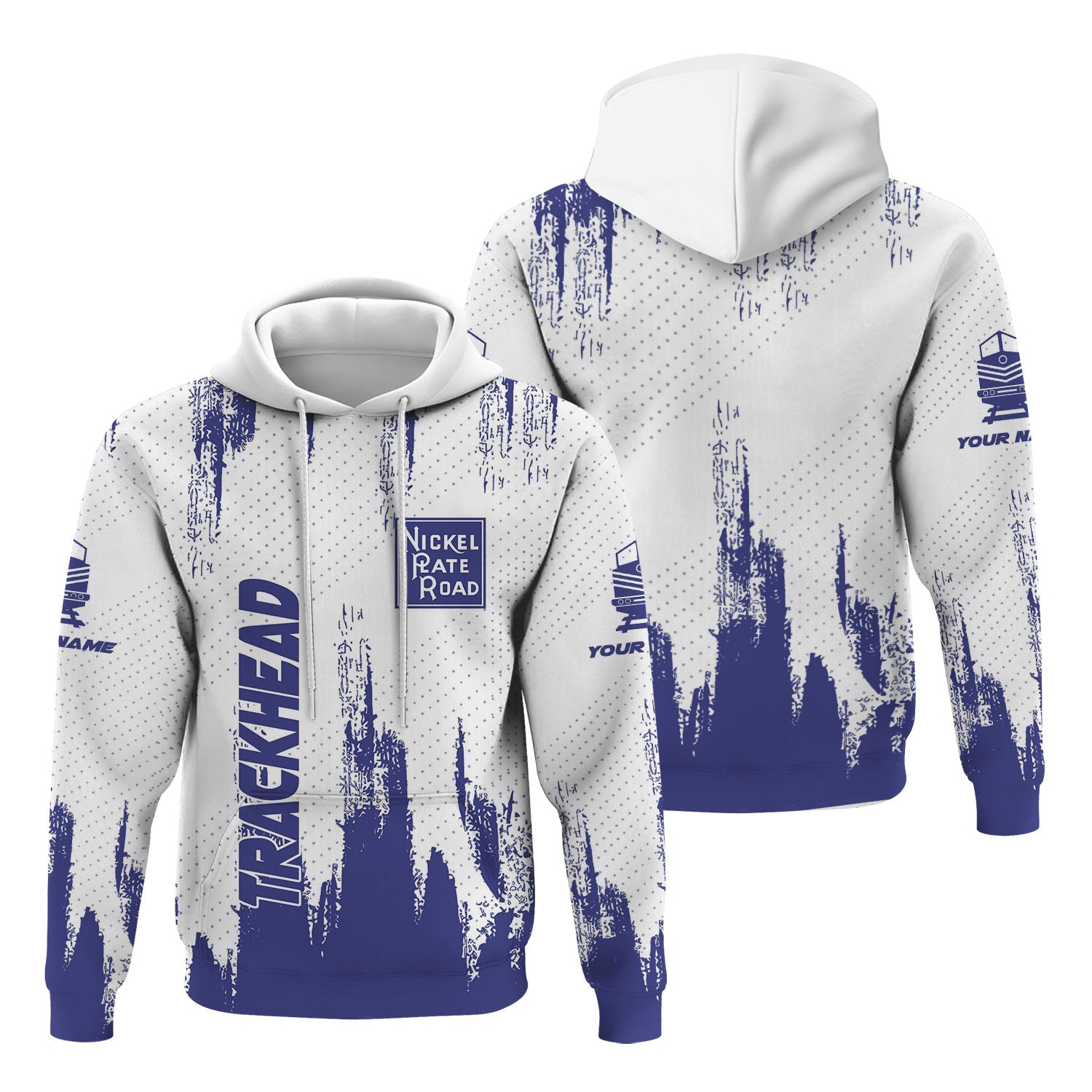 Railspirit Personalized New York, Chicago and St. Louis Railroad Hoodie Paint Impact Design Nickel Plate Road Train Zip Up Hoodie for Trackhead