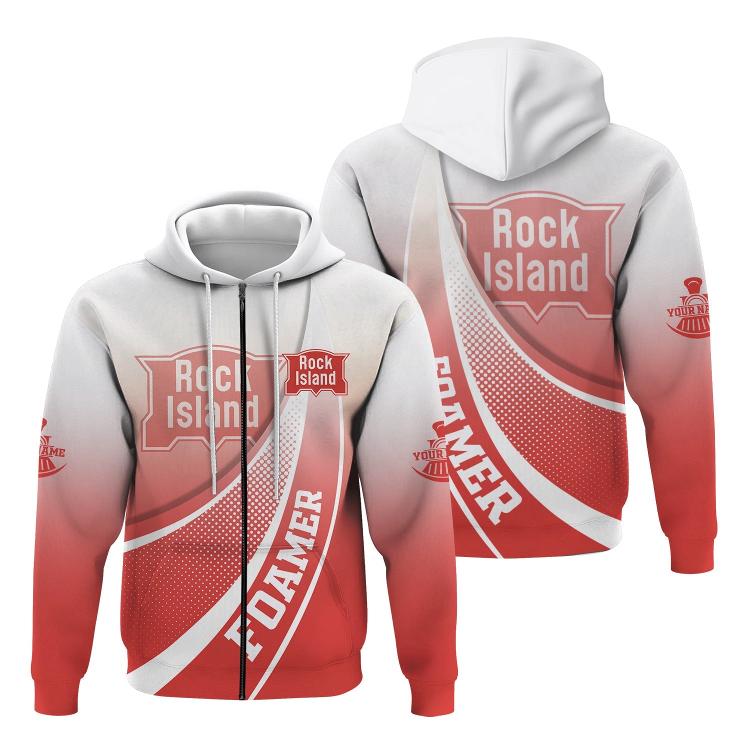 Railspirit Personalized Chicago, Rock Island and Pacific Railroad Hoodie Railway-Themed Style Rock Island Railroad Zip Up Hoodie