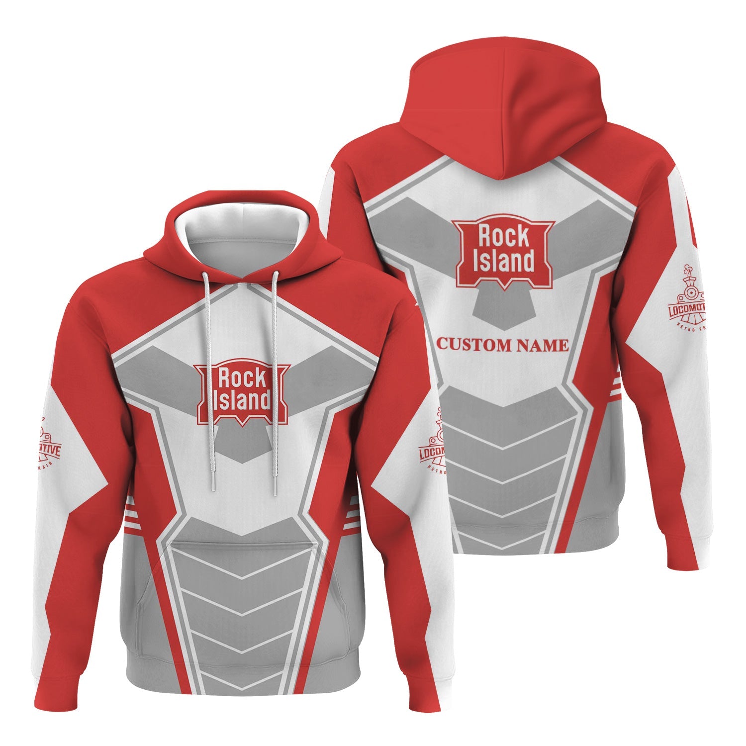Railspirit Personalized Chicago, Rock Island and Pacific Railroad Hoodie Engine-Inspired Style Rock Island Railroad Train Zip Up Hoodie