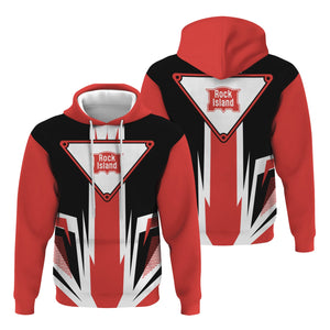 Railspirit Chicago, Rock Island and Pacific Railroad Hoodie Bold Graphic Style Rock Island Railroad All Over Printed Zip Up Hoodie