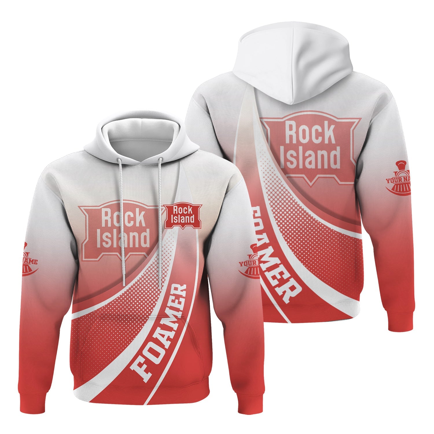 Railspirit Personalized Chicago, Rock Island and Pacific Railroad Hoodie Railway-Themed Style Rock Island Railroad Zip Up Hoodie