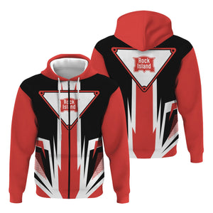 Railspirit Chicago, Rock Island and Pacific Railroad Hoodie Bold Graphic Style Rock Island Railroad All Over Printed Zip Up Hoodie