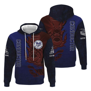 Railspirit Personalized B&O Great States Railroad Hoodie Blazing Style with Custom Position Train Zip Up Hoodie