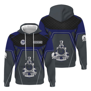 Railspirit Personalized B&O Great States Railroad Hoodie Steam Locomotive Engine Graphic Train Zip Up Hoodie All Over Print