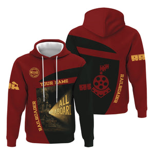 Railspirit Personalized Duluth, Missabe, & Iron Range Railroad Hoodie All Aboard Steam Train Movie Projector Style Zip Up Hoodie