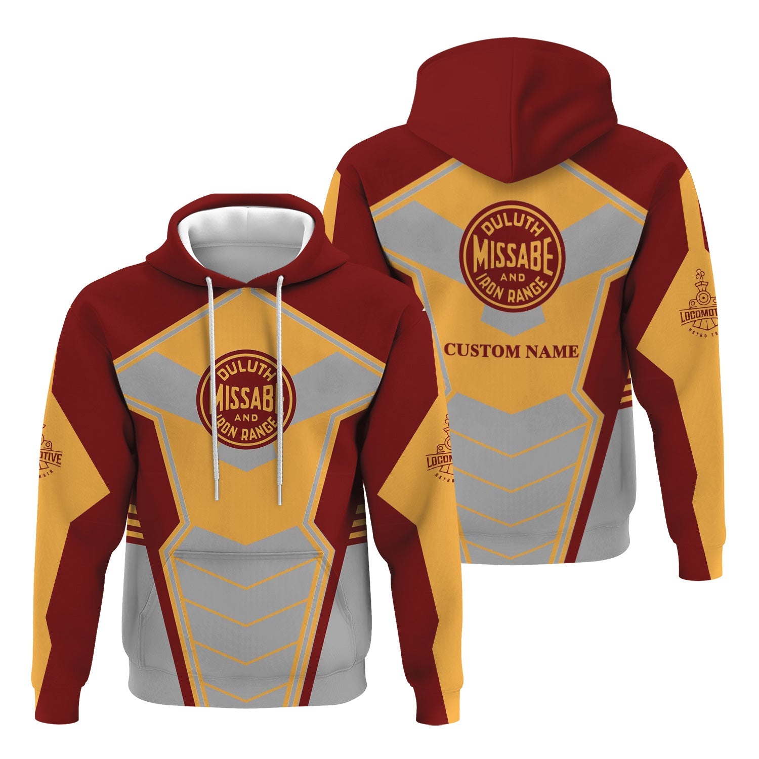 Railspirit Personalized Duluth, Missabe, & Iron Range Railroad Hoodie Engine-Inspired Style Train Zip Up Hoodie for Railroad Fanatic