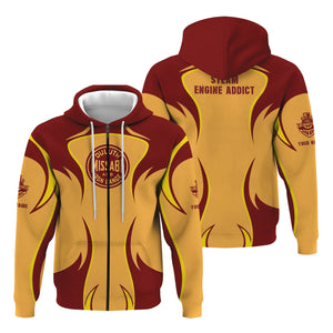 Railspirit Personalized Duluth, Missabe, & Iron Range Railroad Hoodie Distinctive Flame Style Zip Up Hoodie For Steam Engine Addict