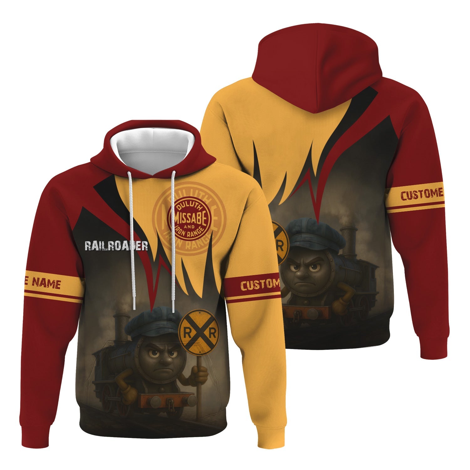 Railspirit Personalized Duluth, Missabe, & Iron Range Railroad Hoodie Angry Train Hoodie Gift Idea For Train Lover