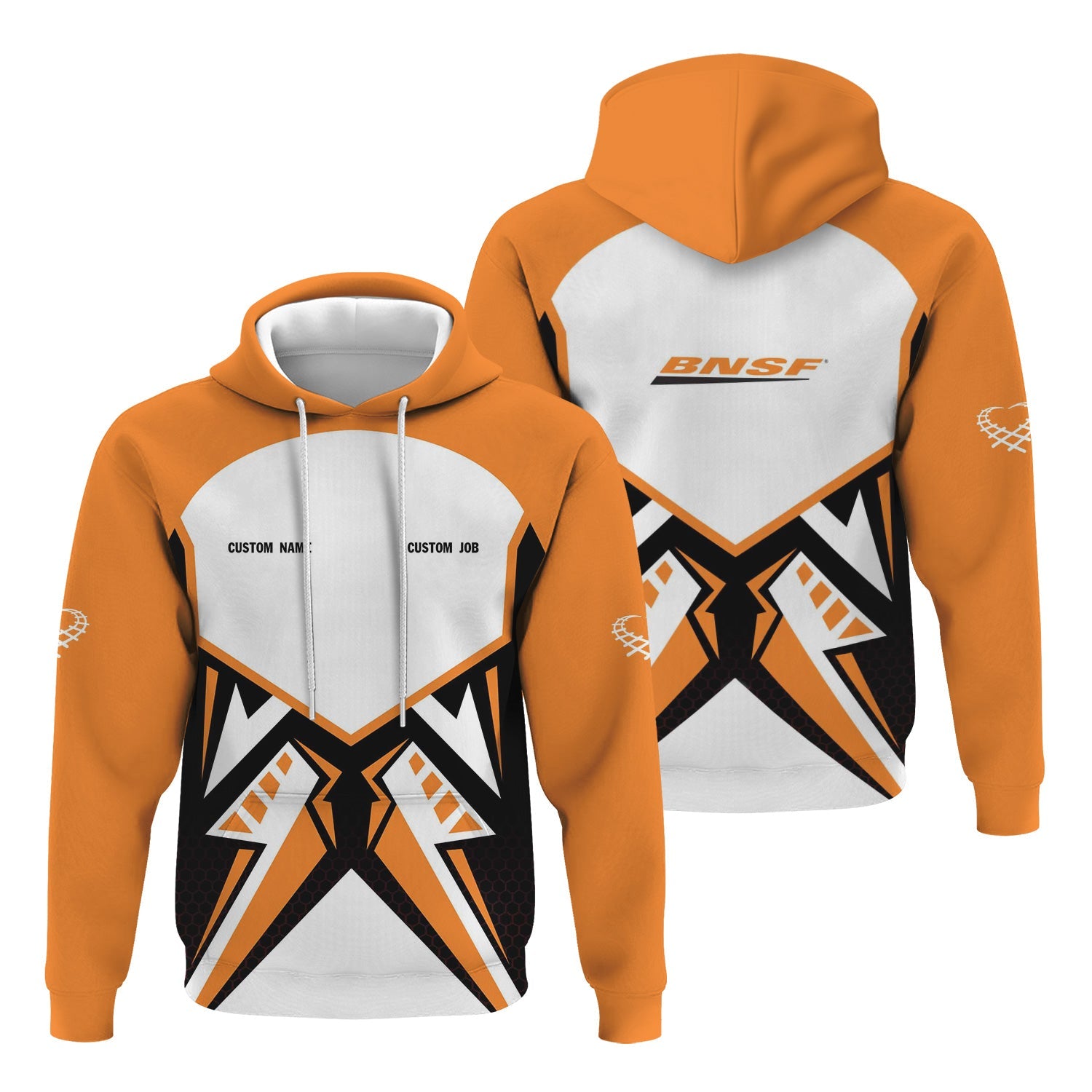 Railspirit Personalized BNSF Railway Hoodie Vibriant Style with Custom Position Train Zip Up Hoodie