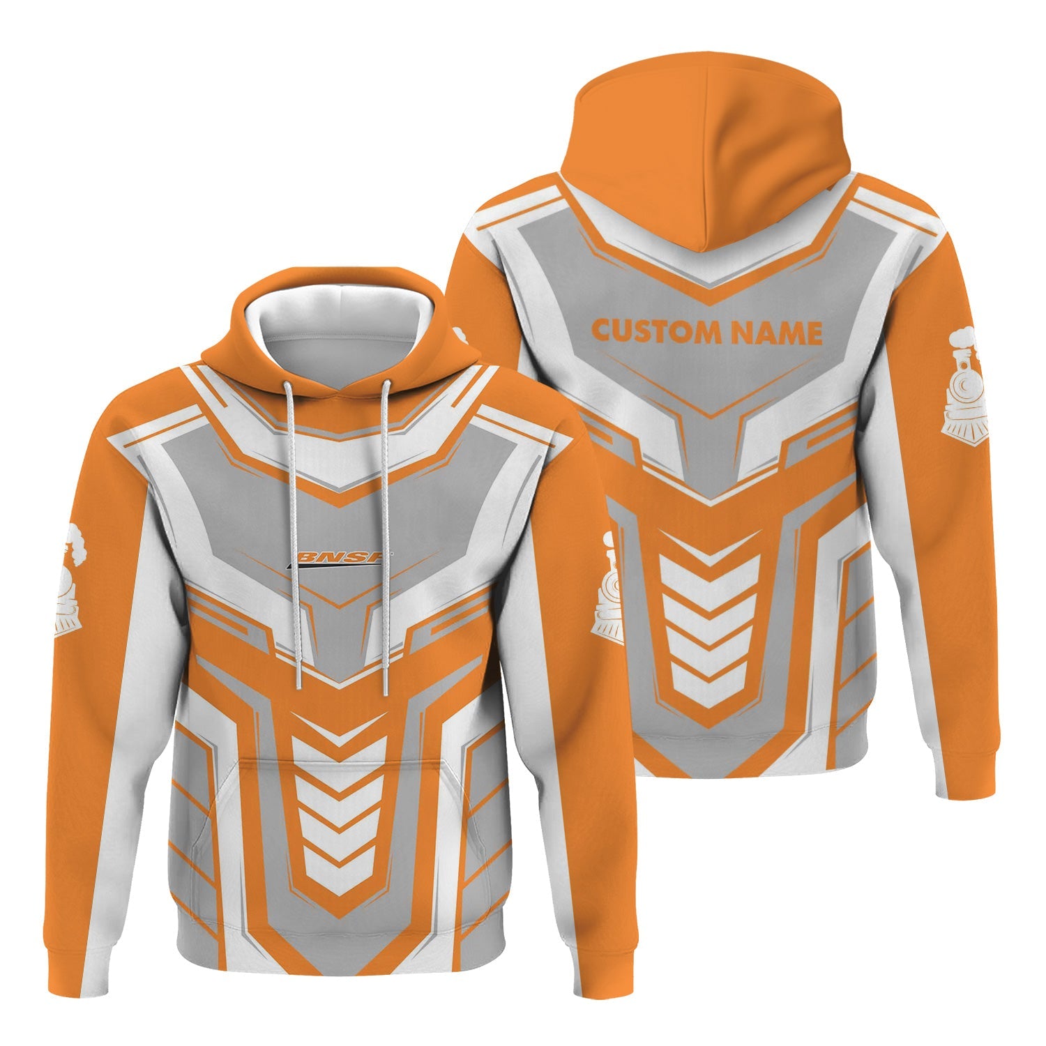 Railspirit Personalized BNSF Railway Hoodie Armor-Inspired Design Train Zip Up Hoodie All Over Print