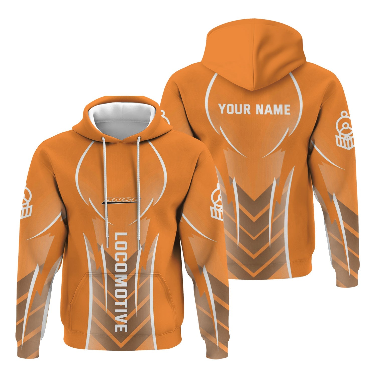 Railspirit Personalized BNSF Railway Hoodie Striking Line Style Train Zip Up Hoodie For Locomotive Lovers