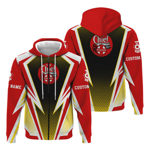 Railspirit Personalized The Chief Santa Fe Railroad Hoodie Lightning Graphic Style Zip Up Hoodie Gift Idea For Train Lover