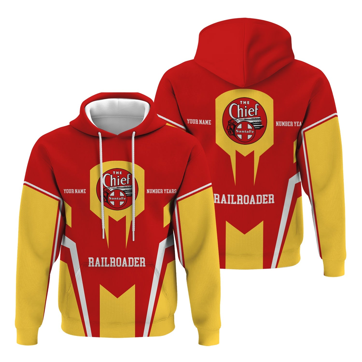 Railspirit Personalized The Chief Santa Fe Railroad Hoodie Custom Year Railroader Zip Up Hoodie Gift Idea For Train Lover