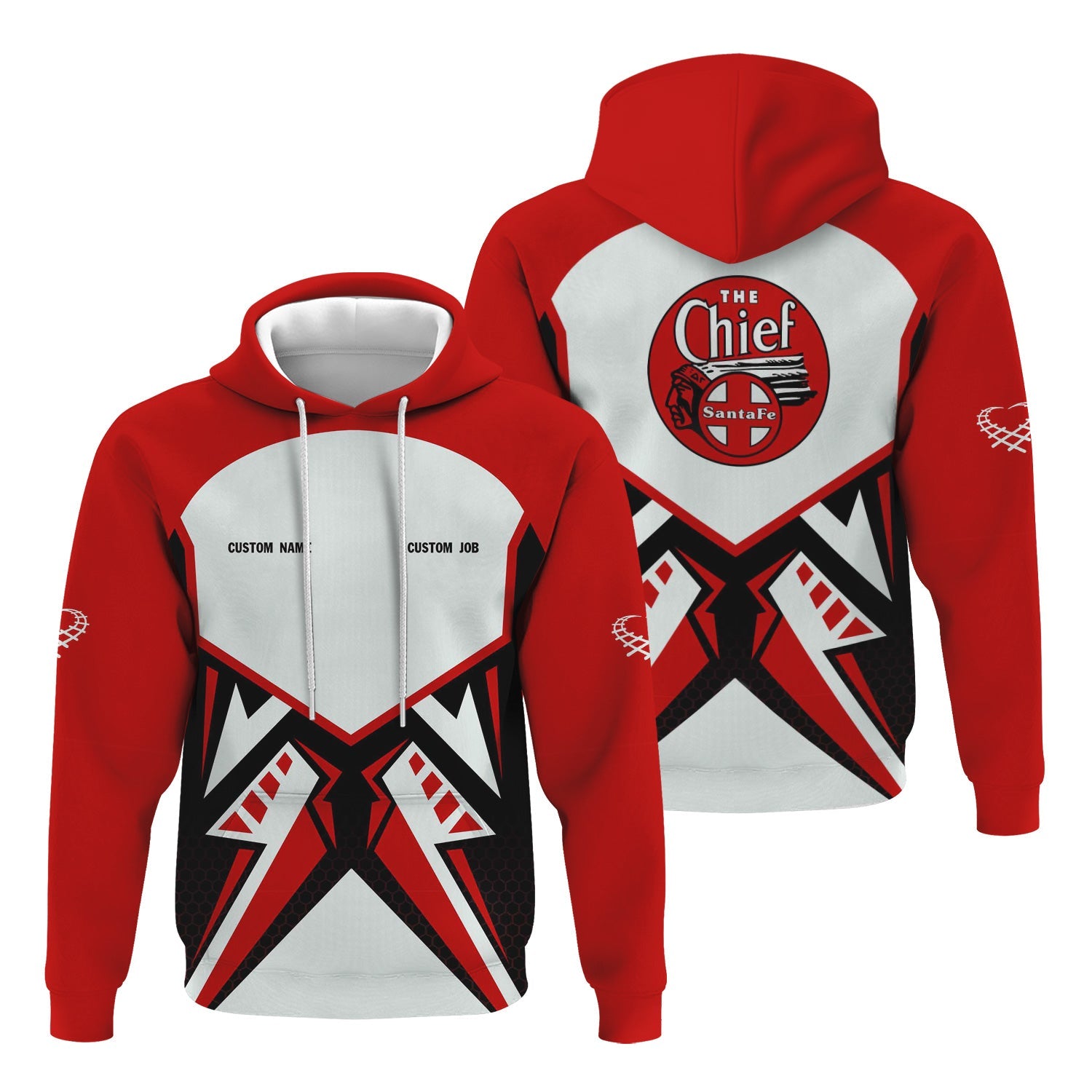 Railspirit Personalized The Chief Santa Fe Railroad Hoodie Vibriant Style with Custom Position Train Zip Up Hoodie