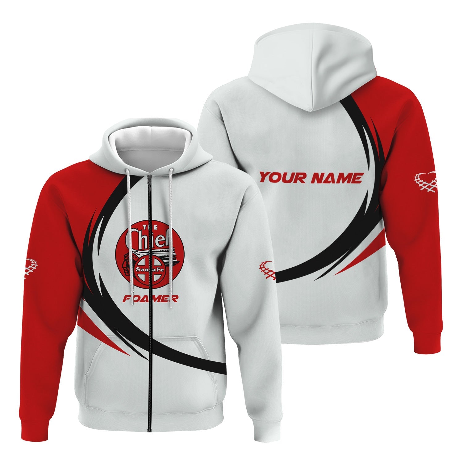 Railspirit Personalized The Chief Santa Fe Railroad Hoodie Unique Graphic Style Zip Up Hoodie For Train Enthusiasts