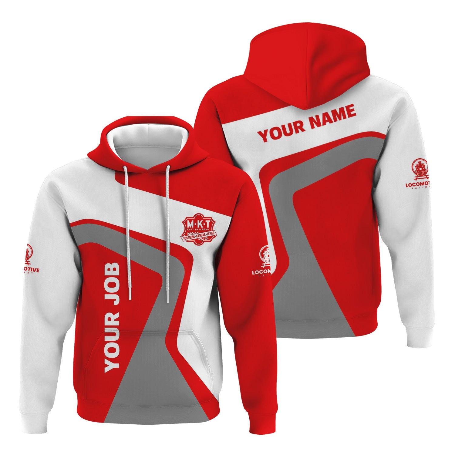 Railspirit Personalized Katy Railroad Hoodie Unique Design with Custom Job Position Train Zip Up Hoodie