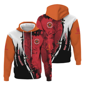 Railspirit Personalized Pacific Electric Railroad Hoodie Retro Stitches Design with Custom Position Train Zip Up Hoodie