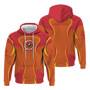 Railspirit Personalized Pacific Electric Railroad Hoodie Distinctive Flame Style Zip Up Hoodie For Steam Engine Addict