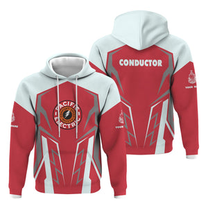 Railspirit Personalized Pacific Electric Railroad Hoodie Futuristic Design with Custom Job Train Zip Up Hoodie